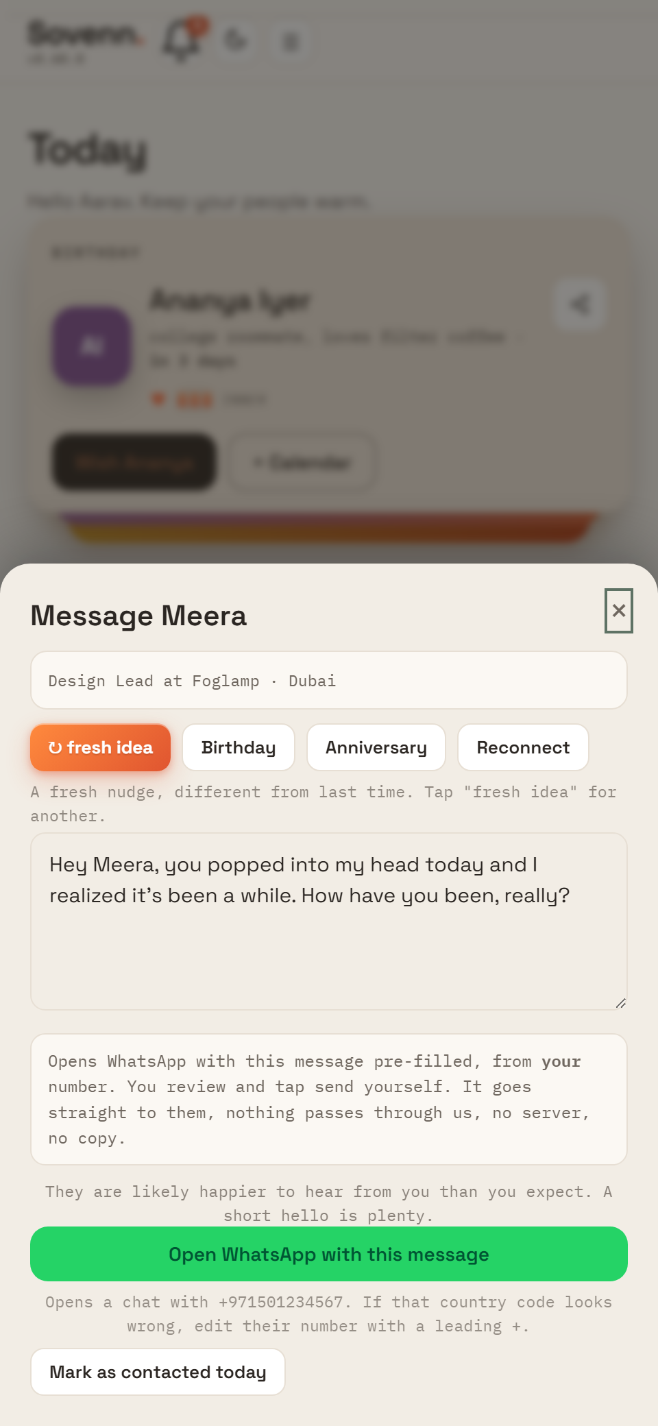 A warm message drafted for you